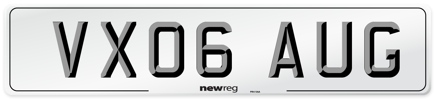 VX06 AUG Number Plate from New Reg